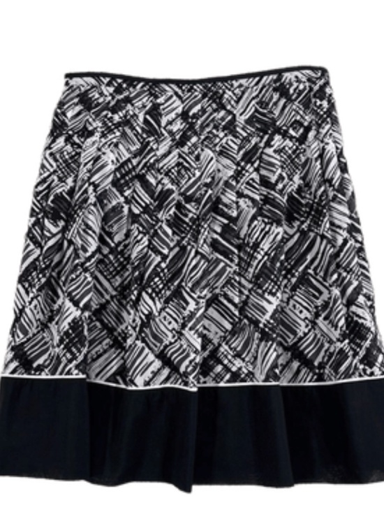 Talbots Dresses & Skirts - Talbots Fully Lined Black/Ivory Skirt Black Border Hem, Sz 10P, Classic Elegance